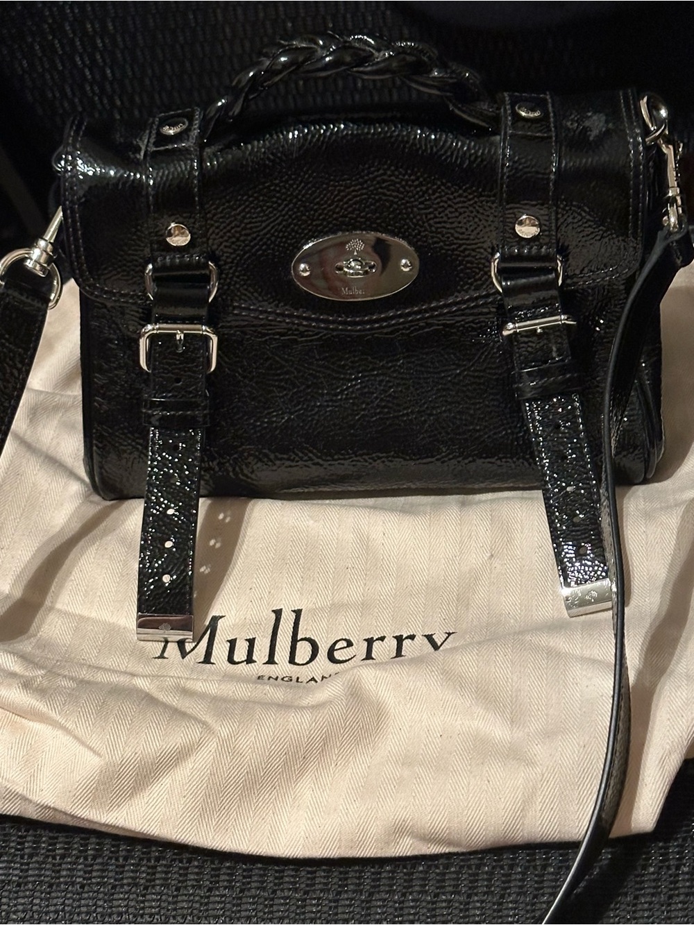 Mulberry Mini Alexa in Shiny Black Leather